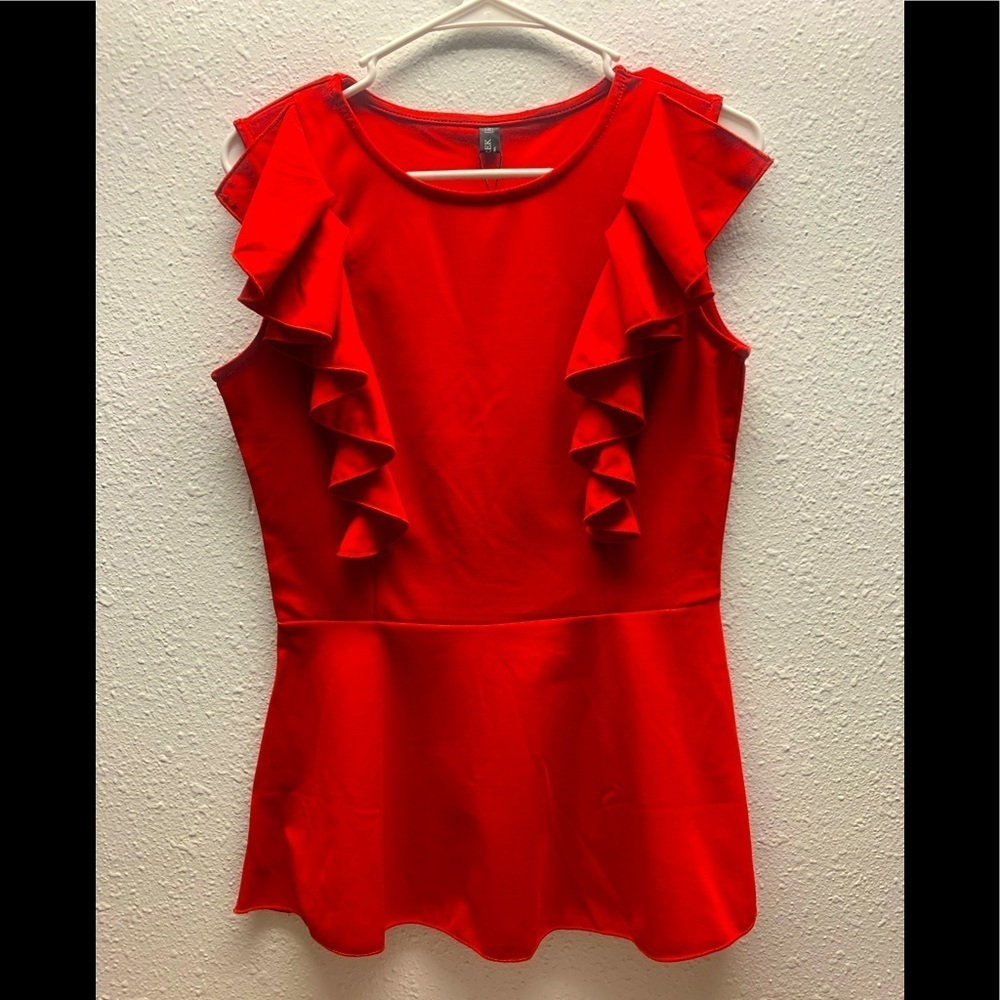 ANGGREK Red Sleeveless Blouse SZ M